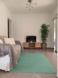 a living room with a couch and a flat screen tv at Poço Cávado House T3 in Geres