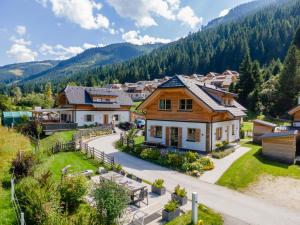 a village in the mountains with a house at Donnersbach Lodge in Donnersbachwald
