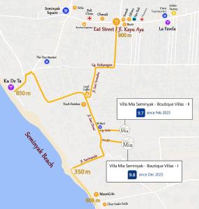 a map of wisma waikikiikiiki campus at Villa Mia Seminyak - Boutique Villas - I in Seminyak