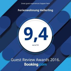 Certifikát, hodnocení, plakát nebo jiný dokument vystavený v ubytování Ferienwohnung Hellerling