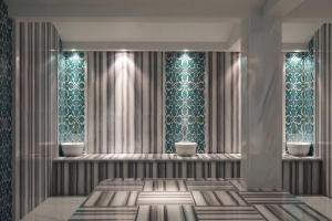 a rendering of a room with two windows at TRYP by Wyndham Didim in Didim