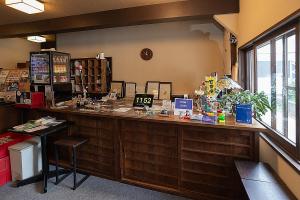 a counter in a store with a counter sidx sidx at Kusatsu Onsen Eidaya in Kusatsu +42 photos