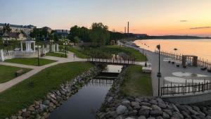 a view of a river with a bridge at SMART flat - Ranna 49 in Sillamäe