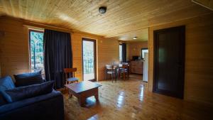 a living room with a couch and a table at SkyGona Alpine Retreat in Ghebi