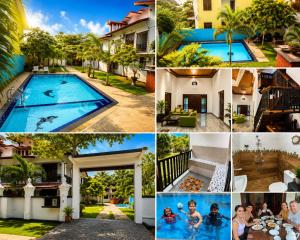 a collage of photos of a swimming pool at Glory Rajarata Lakeside Resort in Anuradhapura