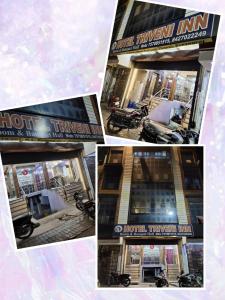 a collage of photos of a building with a sign at Triveni Inn in Jahāngīrābād +2 photos