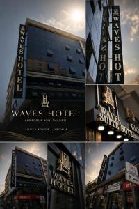 a collage of photos of a hotel at Waves hotel in Avcılar +21 photos