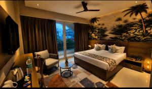 a hotel room with a bed and a window at Jalsa Heritage- A Boutique Hotel in Jaipur