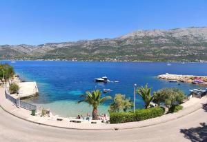 a large body of water with a boat in it at Apartman Mali Tare in Korčula