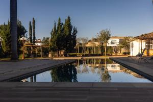 a pool of water in a yard with trees at Hotel Boutique Inconfidentes in Tiradentes