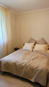 a large bed in a bedroom with a window at Luna Lake - Twój azyl nad Jeziorem Białym in Gostynin