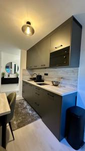 a kitchen with a sink and a counter top at PT Residence in Zalaegerszeg