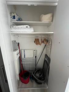 a walk in closet with some shelves and towels at Mon Paradis en Provence B29 in Gréoux-les-Bains