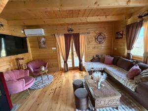 a living room with a couch and a tv at Oasis of Peace in Cetinje