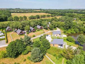 an aerial view of a farm with a house at Aspen in Winkleigh