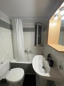 a bathroom with a white toilet and a sink at Suva Apartments Chania in Agia Marina Nea Kydonias +19 photos