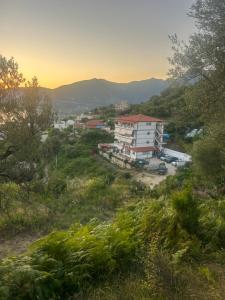 a view of a town from a hill at Hotel Erviliano in Borsh