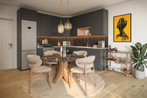 a dining room with a table and chairs in a kitchen at BlackBrick Bryanston in Johannesburg