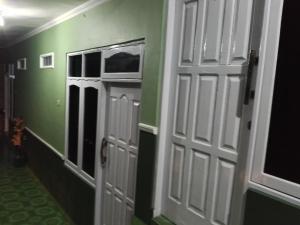 a room with green walls and a white door at Kelimutu Lodge in Kelimutu