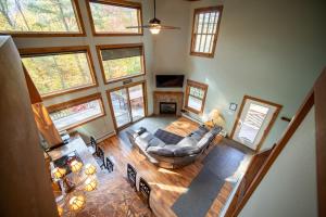 an overhead view of a living room with a couch at Beautiful Home, Views, Near Whiteface, Lake Placid in Wilmington