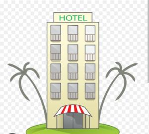 Ein Hotel mit Palmen, Cartoon-Hotelgebäude, PNG-Download in der Unterkunft Tejaji हाउसिंग in Jodhpur