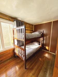 a room with two bunk beds and a window at Hostel 53 Sur in Puerto Natales