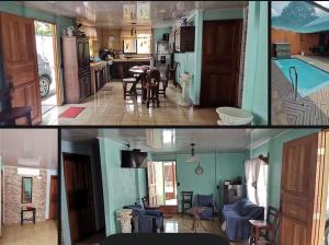 two pictures of a kitchen and a living room at Elsie Place in San Mateo