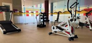 a gym with several exercise bikes in a room at Palace Hotel & Spa Termas de São Tiago in Penamacor