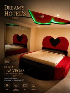 a sign for a hotel las vegas with two beds at hostal las vegas 3 in Quito