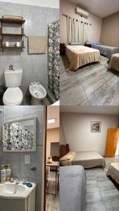 a collage of four pictures of a bathroom at Finca Alta Gracia La Banda in La Banda