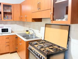 a small kitchen with a stove and a sink at Agriturismo Siviglia in Tocci