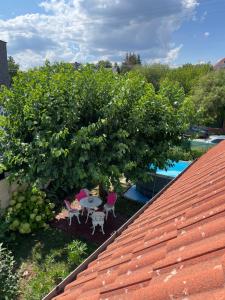 a large apple tree on top of a roof at Pelso apartman in Balatonalmádi