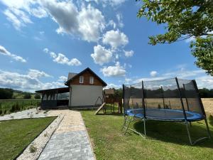 a trampoline in the yard of a house at Noclegi Dąbek in Rymanów