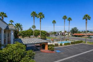 a view of a parking lot with palm trees at TrueStay Inn in Bakersfield
