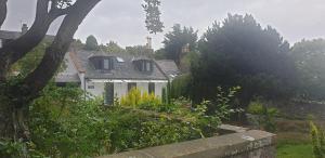 a white house with a garden in front of it at Lily Bank Room in Stonehaven