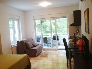 a living room with a couch and a table at Apartments Despot Zaostrog RY in Zaostrog +1 photo