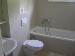 a bathroom with a toilet and a tub and a sink at Apartments Despot Zaostrog RY in Zaostrog