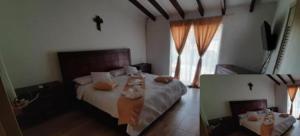 a bedroom with a bed with two people on it at Hotel Jade Imbanaco in Cali