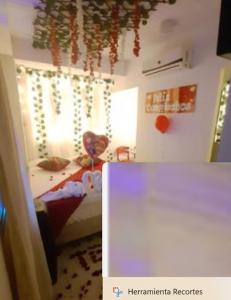 a bedroom with a bed with a balloon in it at Hotel Jade Imbanaco in Cali