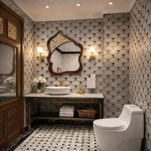 a bathroom with a sink and a mirror at Le Mont Yên Bái in Yên Bái