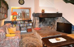 a living room with a fireplace and a couch at Oasi Di Cocciola in Badia Tedalda