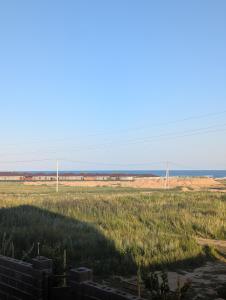 a field of grass with the ocean in the background at Meikin guest house in Chok-Tal
