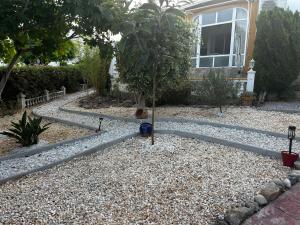a garden with a tree in the middle of a yard at Villa Carmen in Torrox Costa