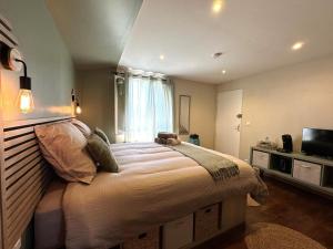 a bedroom with a large bed and a window at Maison le baron in Bélus +22 photos