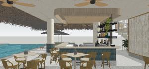 a rendering of a restaurant with tables and chairs at Greenhouse Siargao in General Luna