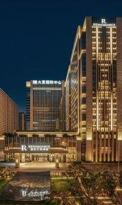 a rendering of a large building at night at Renaissance Xi'an Hotel in Xi'an