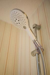 cabezal de ducha encima de la ducha en Hotel l'Aigle, en Valmeinier