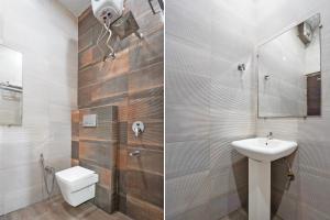 two images of a bathroom with a toilet and a sink at Super Collection O by OYO Patiala Road Crossway Zirakpur Formerly Lavish in Zirakpur