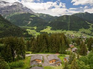 an aerial view of a village in the mountains at Chalet Dörfli by Interhome in Les Diablerets
