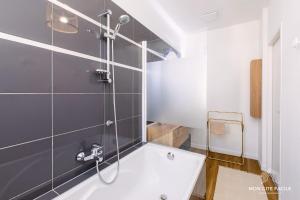 a bathroom with a shower and a bath tub at Gîte LE VAUBAN - Mon Gîte Facile in Colmar